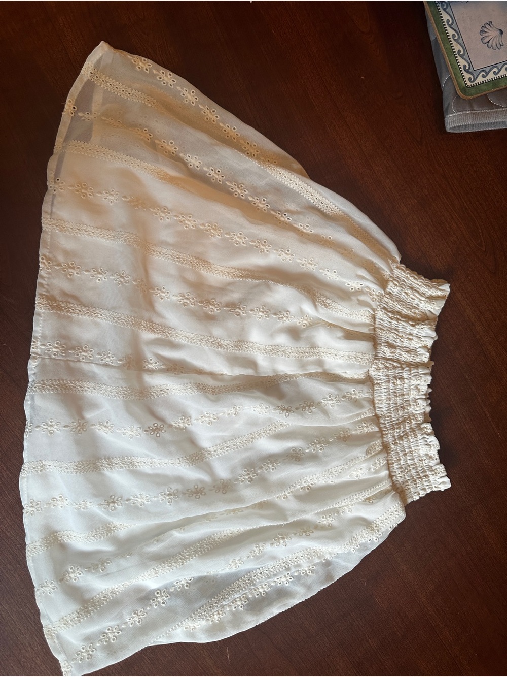 Xhilaration Cream Eyelet Smocked Waist Skater Skirt